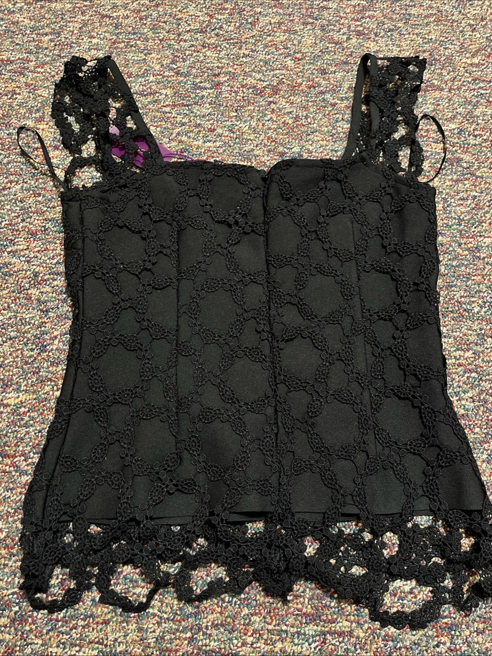 Crochet Lace Tank Top - Black Large NWT - Picture 2 of 3